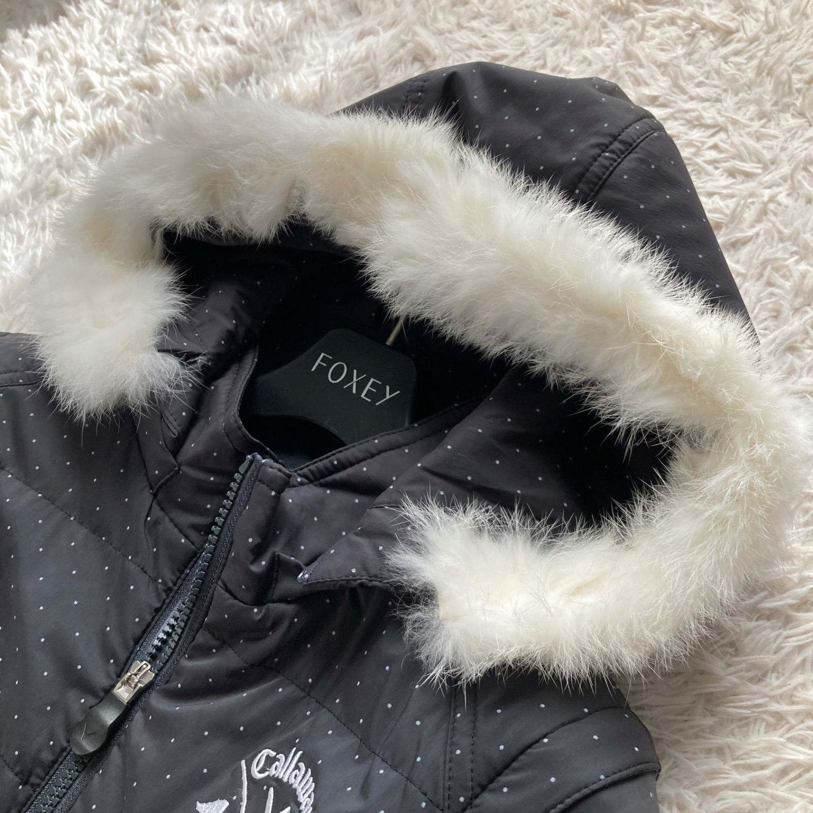 美品 キャロウェイ Callaway 中綿 ダウンコート 2way ベスト ドット柄