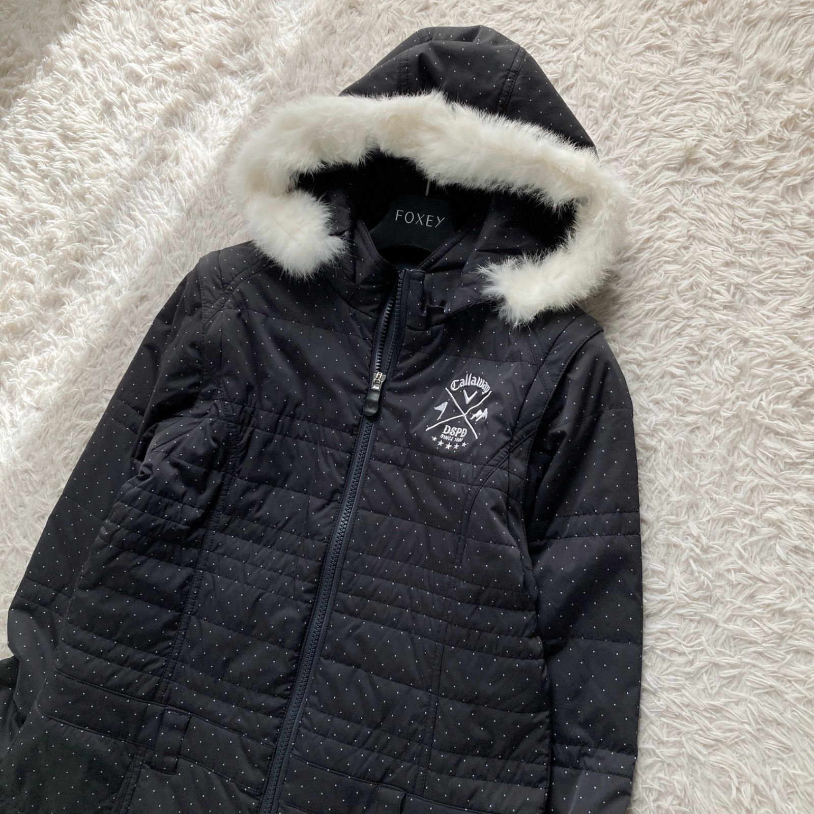 美品 キャロウェイ Callaway 中綿 ダウンコート 2way ベスト ドット柄