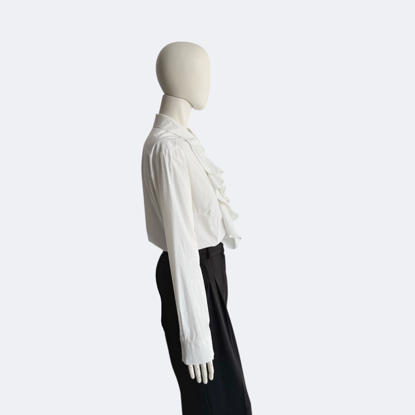 CELINE セリーヌ フリルブラウス ホワイト 長袖 シャツ レディース