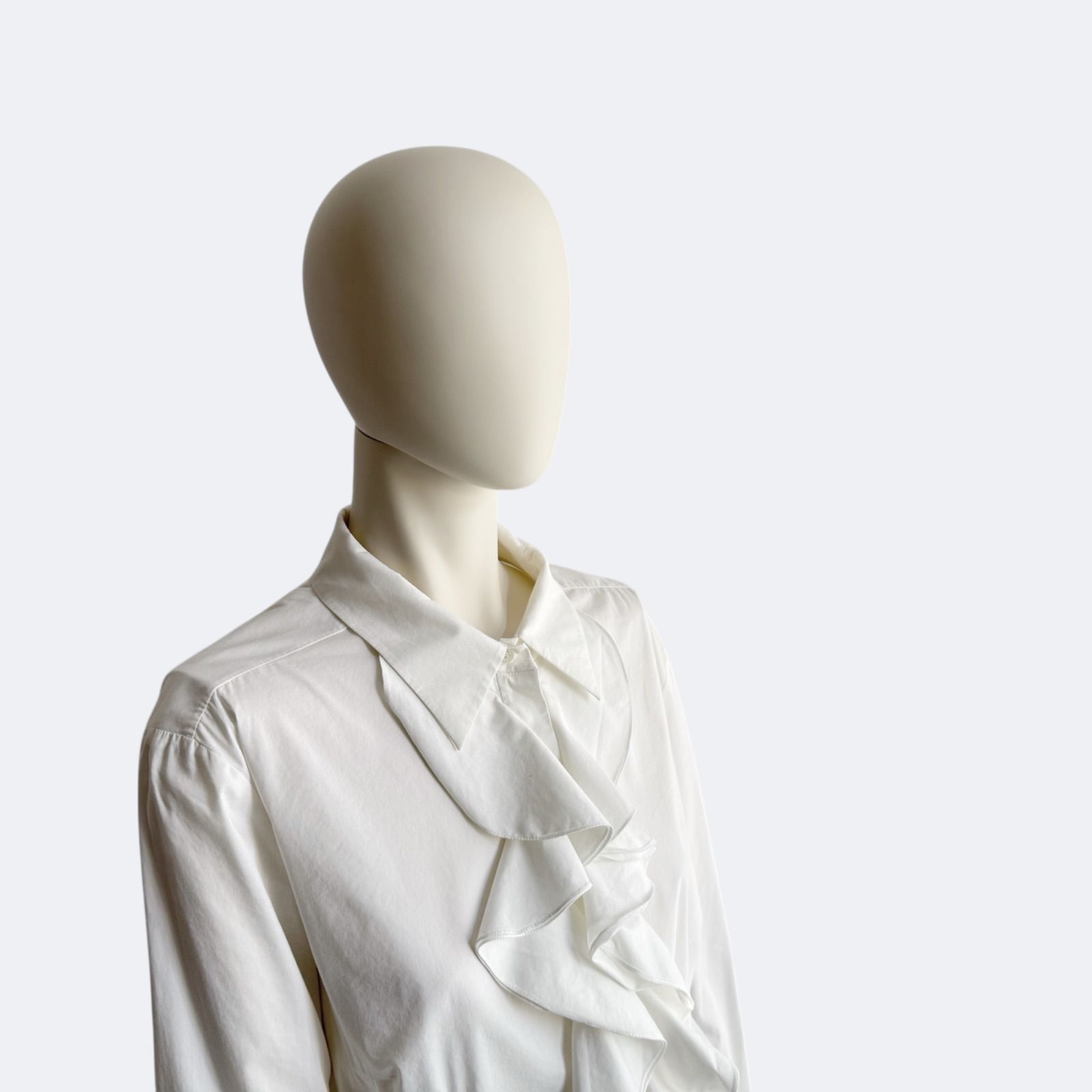 CELINE セリーヌ フリルブラウス ホワイト 長袖 シャツ レディース