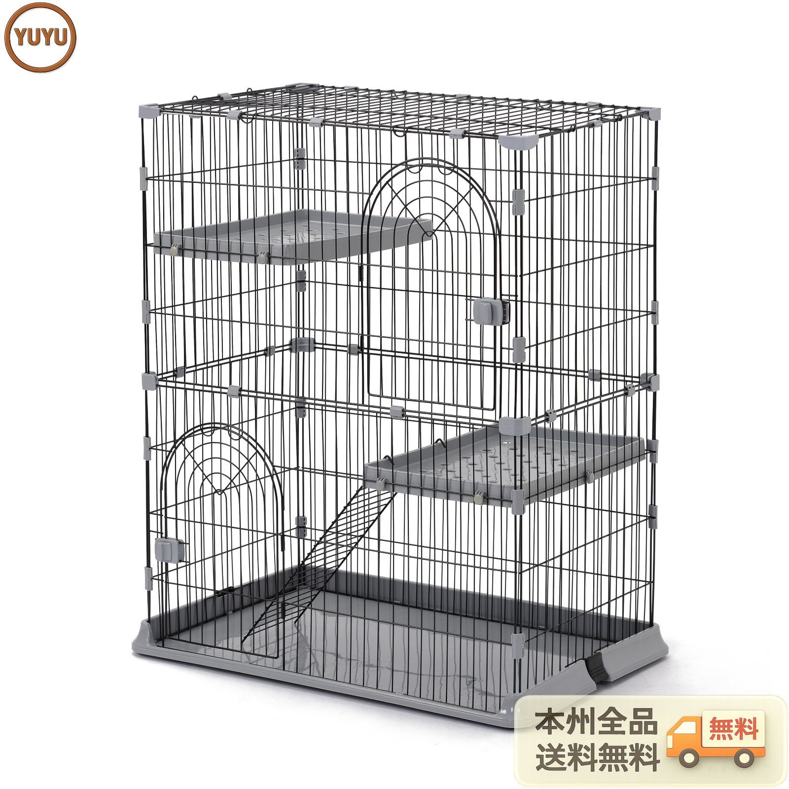 猫ケージ キャットケージ2段猫ゲージ多段 留守番 保護キャットハウス