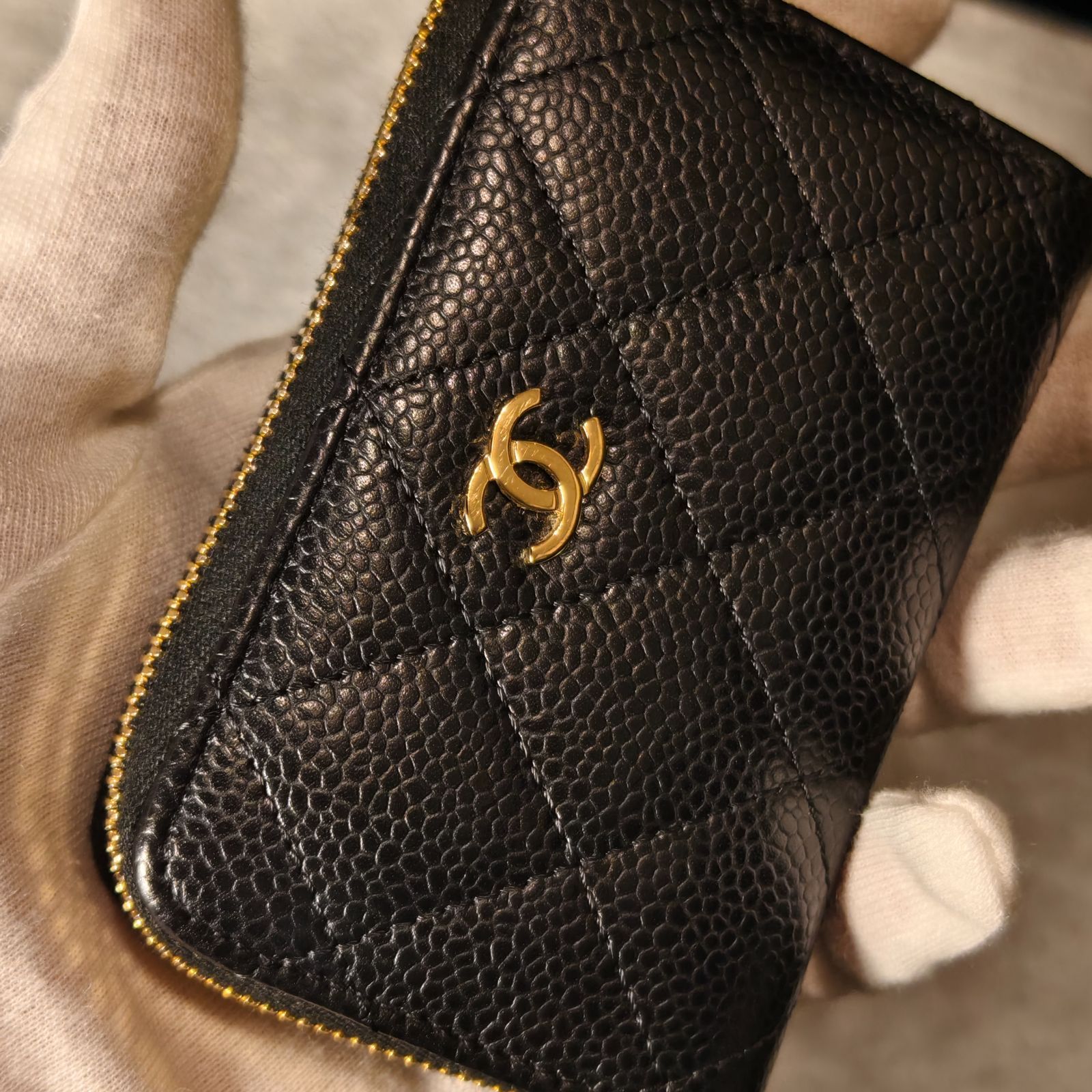 【新品】CHANEL クラシック パース キャビアスキン 現行 シャネル CHANEL クラシック ジップ コインパース キャビアスキン