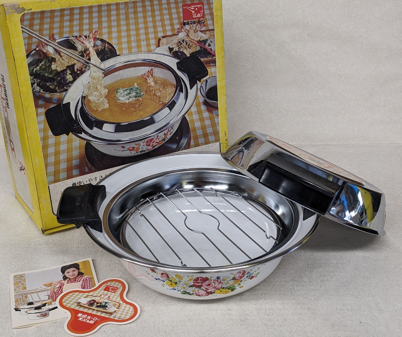 デッドストック】象印/ZOJIRUSHI ホーロー天ぷら鍋 ET-23 23cm 揚げ物