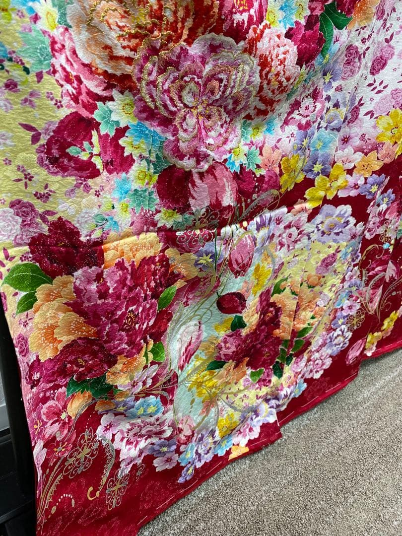 振袖 仮絵羽 ラメ刺繍 金銀彩 舞台衣装 正絹 未仕立て品 八掛付 MOK882