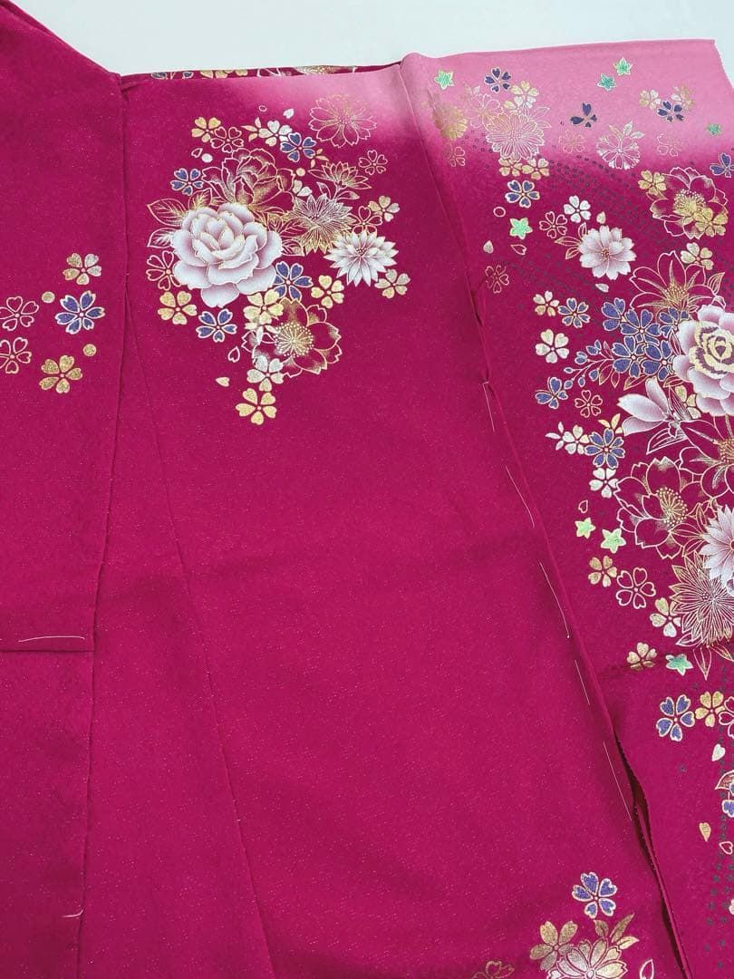 振袖 仮絵羽 ベロア 金銀彩 舞台衣装 正絹 未仕立て品 八掛付き MOK881