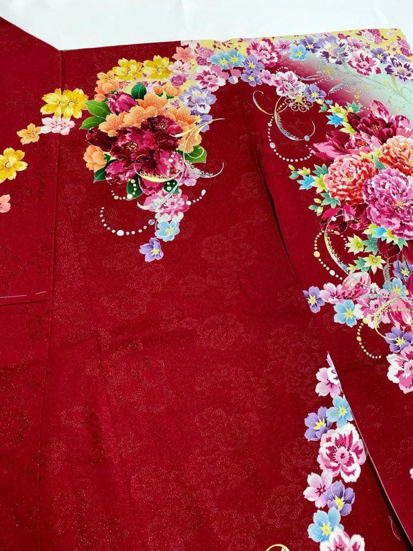 振袖 仮絵羽 ラメ刺繍 金銀彩 舞台衣装 正絹 未仕立て品 八掛付 MOK882