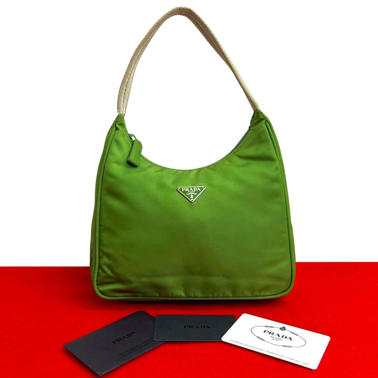 極 美品 PRADA プラダ 三角ロゴ トライアングルロゴ プレート 金具