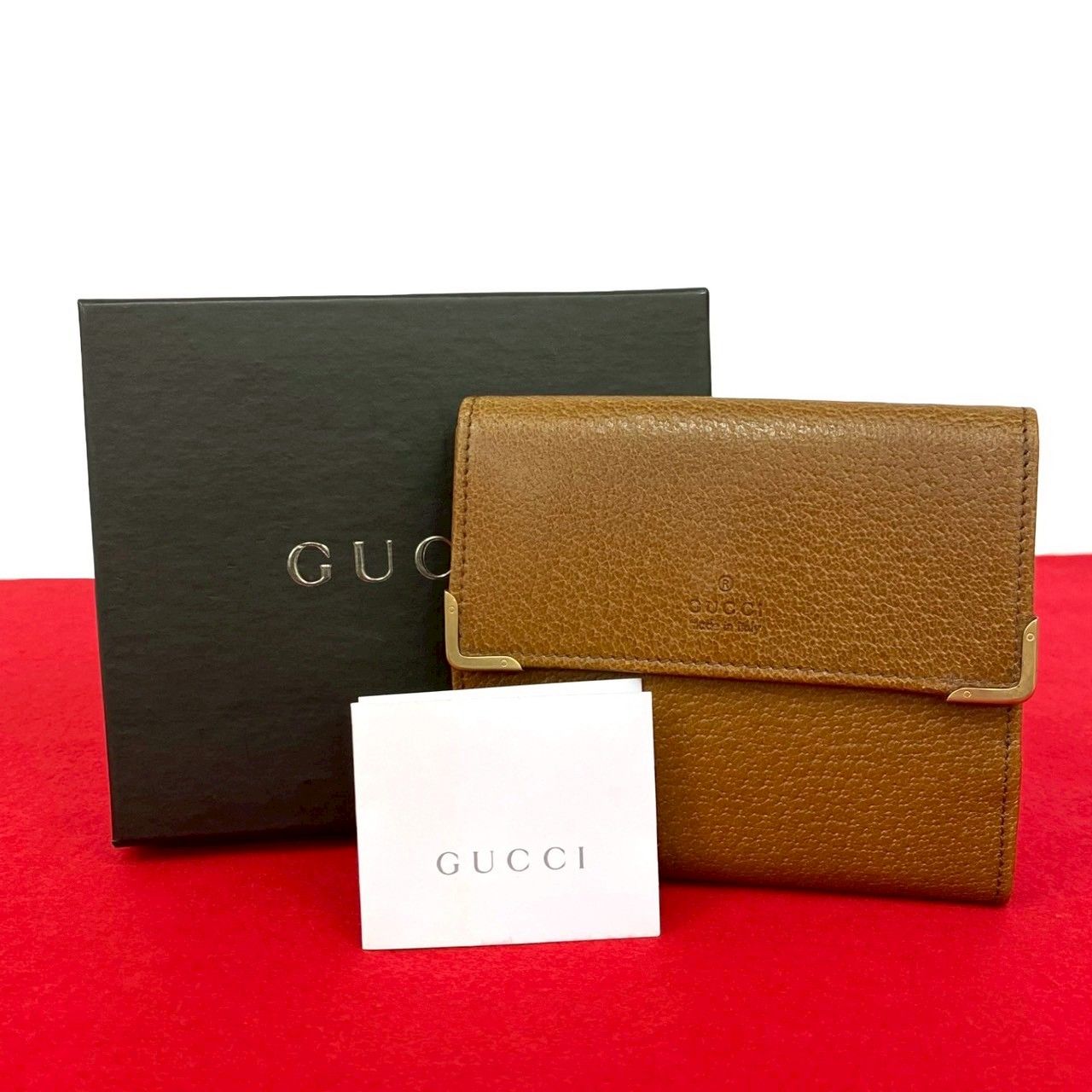 極 美品 希少品 保存箱付き GUCCI グッチ レザー 本革 二つ折り 財布