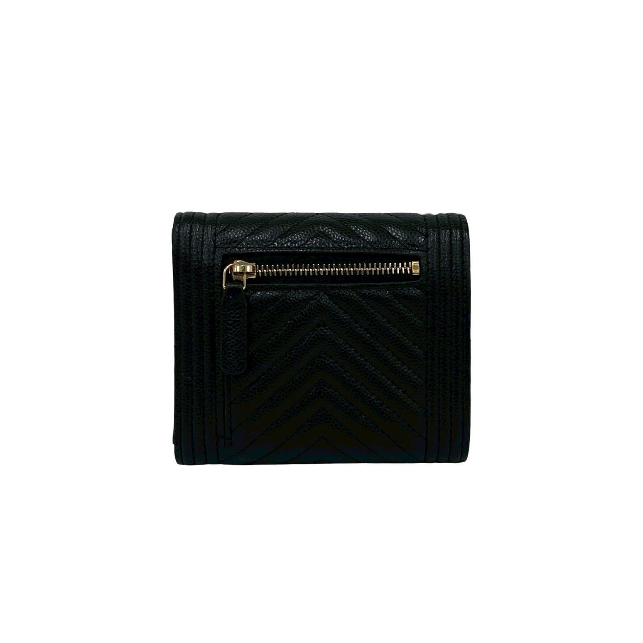 極美品◆CHANEL 三つ折り財布 キャビアスキン プッシュロック 黒 31番台 極美品◇CHANEL 三つ折り財布 キャビアスキン プッシュロック 黒 31