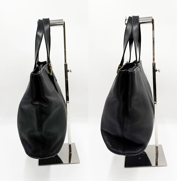 BURBERRY バーバリー レザー トートバッグ ブラック 黒 ゴールド金具