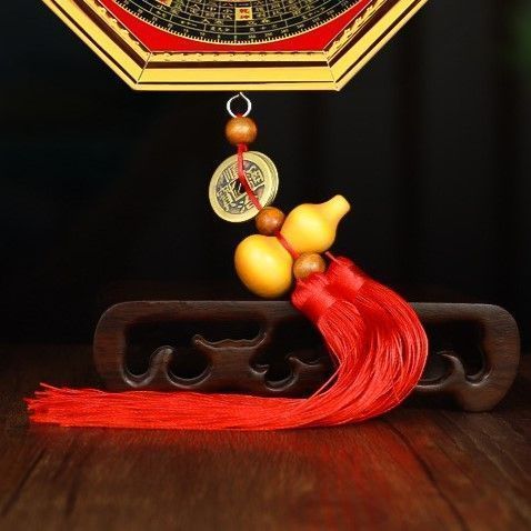 八卦 風水 オブジェ 平面鏡 厄除け 太極八卦 タッセル 八角形 鏡