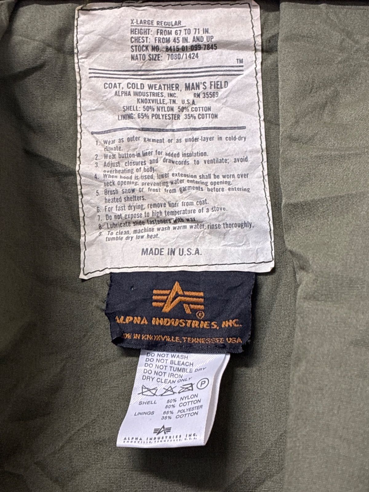 MF 90s USA製 アルファ M-65 フィールドジャケット 旧タグ ミリタリー