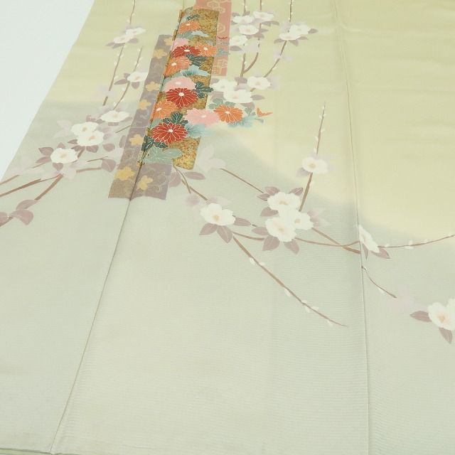 新品 仕付け糸付き 丹後ちりめん 正絹 着物 訪問着 B-13 百華❀Y4466◇美品未着用 刺繍 丹後ちりめん 仕付け糸付 手縫い仕立て