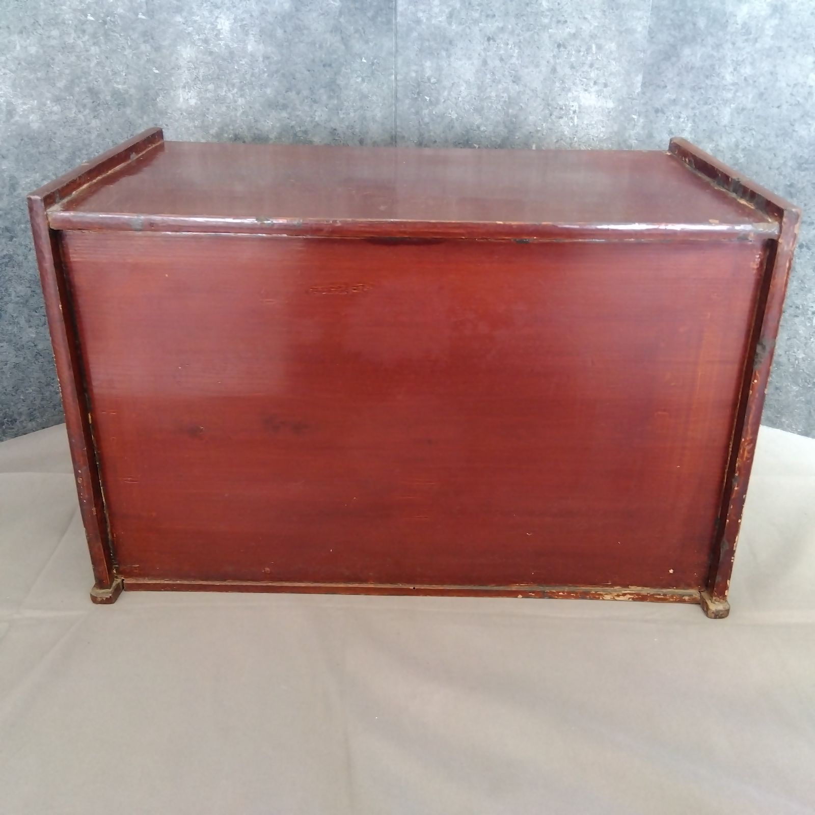 上蓋付き 木製収納箱 引き出し付き 小箪笥 道具箱 昭和レトロ A678