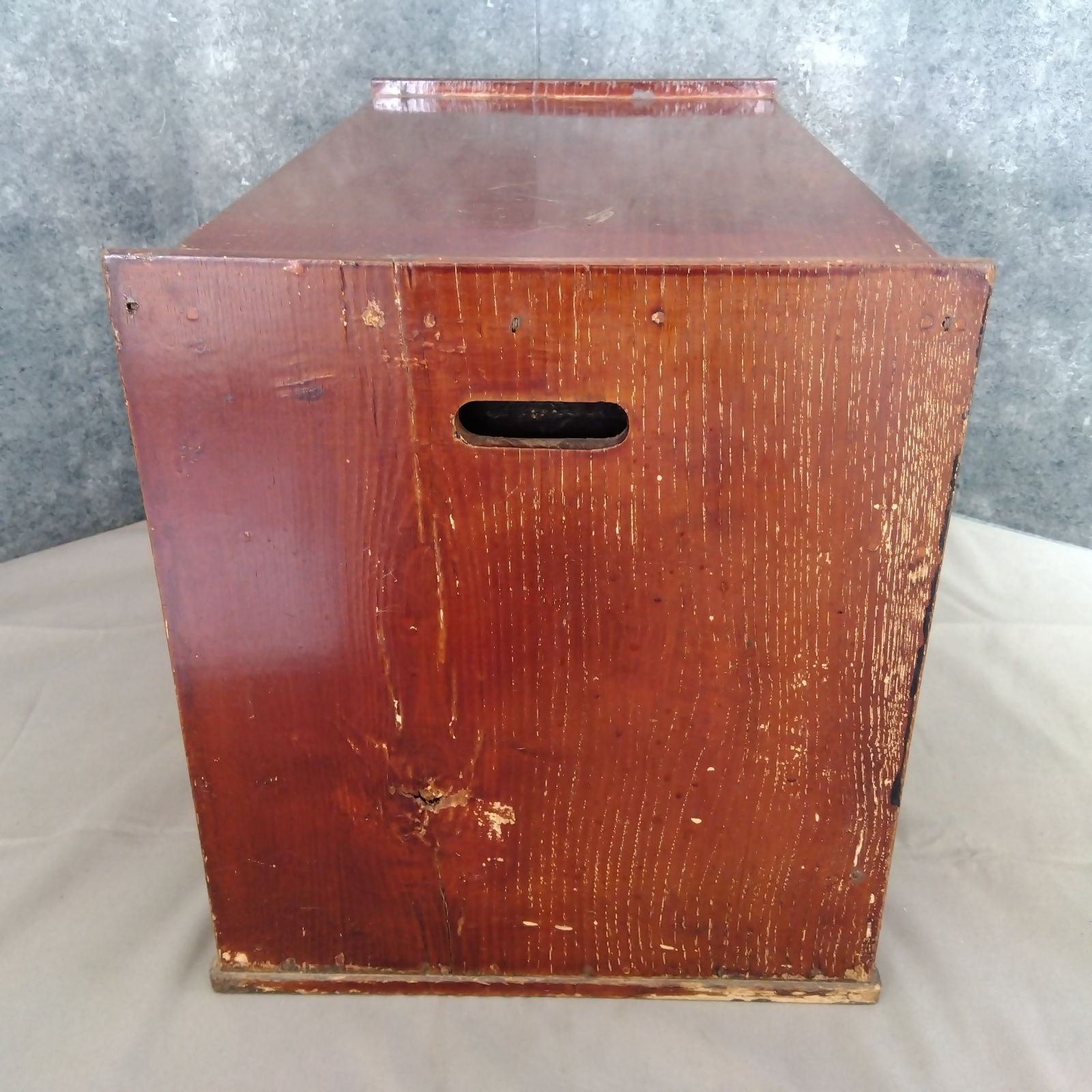 上蓋付き 木製収納箱 引き出し付き 小箪笥 道具箱 昭和レトロ A678