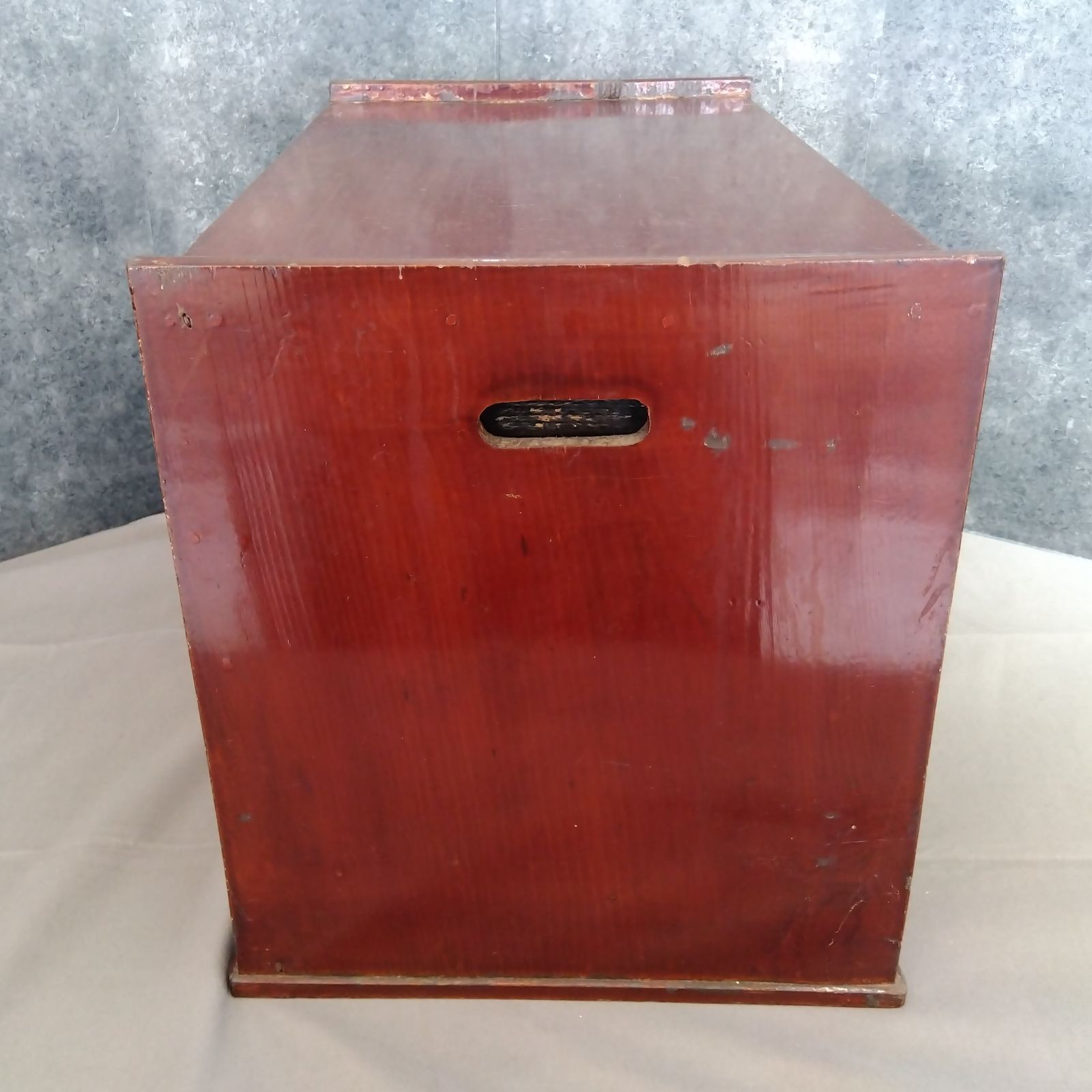 上蓋付き 木製収納箱 引き出し付き 小箪笥 道具箱 昭和レトロ A678