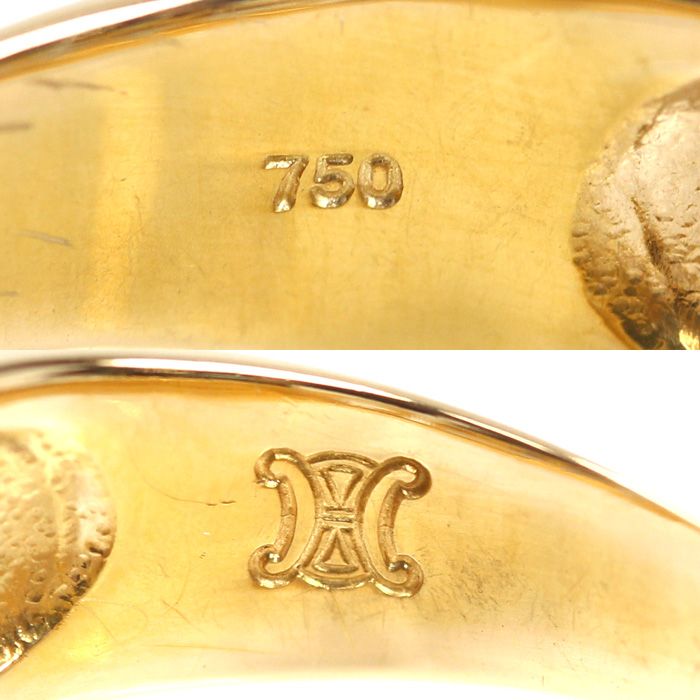 CELINE セリーヌ K18YG イエローゴールド ロゴ リング・指輪 12号 4.3g