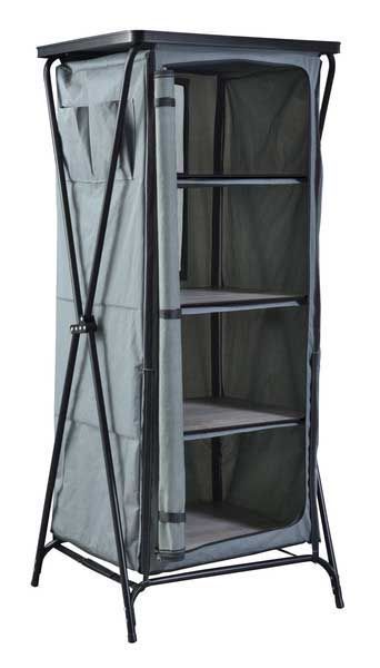 アウトドア向けフォールディングキャビネット ４段 W 60 5 D 61 H 142 cm 収納バッグ付き No 628 グレー