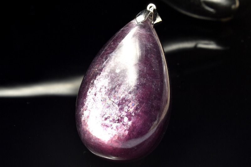 1点物】シルバー925◇雲母の輝き レピドライト(リチア雲母) 43x27mm