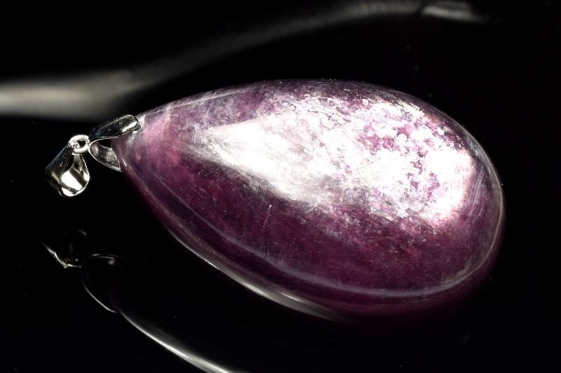 1点物】シルバー925◇雲母の輝き レピドライト(リチア雲母) 43x27mm