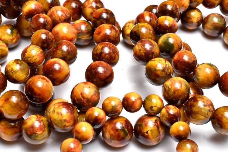 天然石　パワーストーン　マーブル 高発色◇マーブル模様 ゴールデンピーターサイト 11-11.5mm