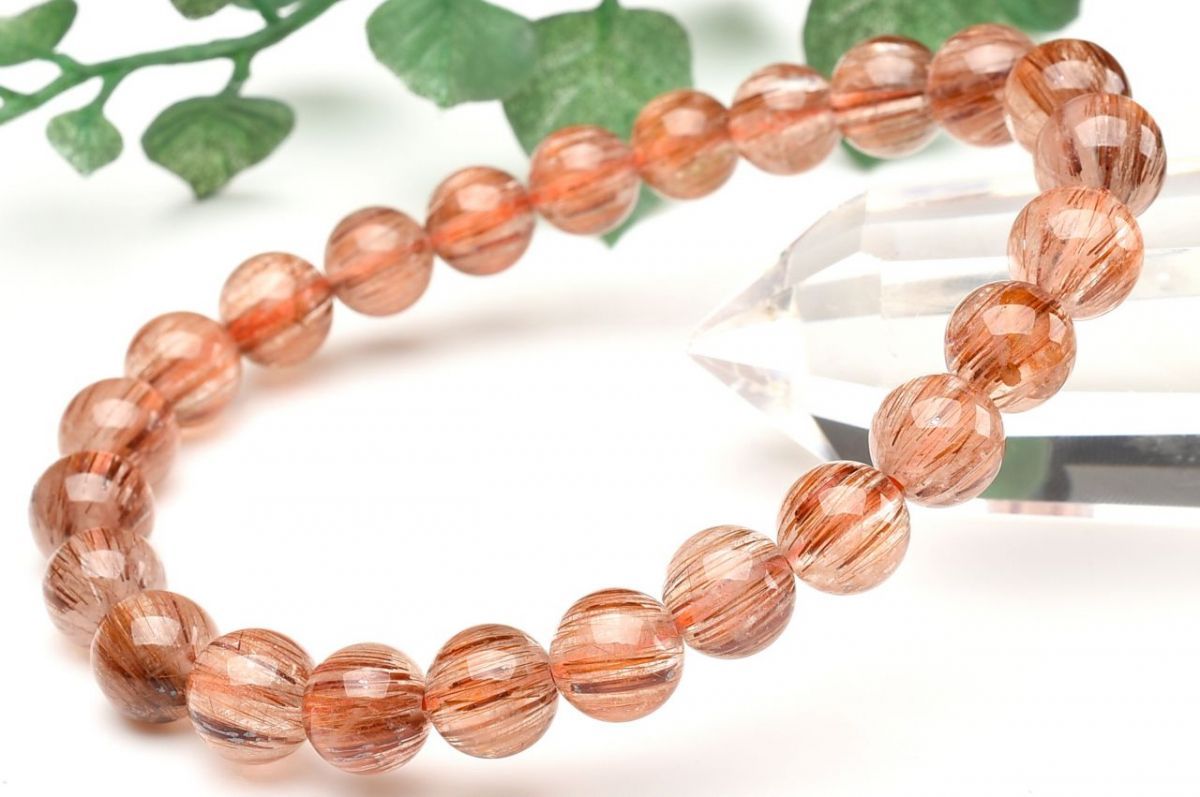 1点物】キャッツアイ効果 ブロンズルチルクォーツ 7.5mm ブレスレット