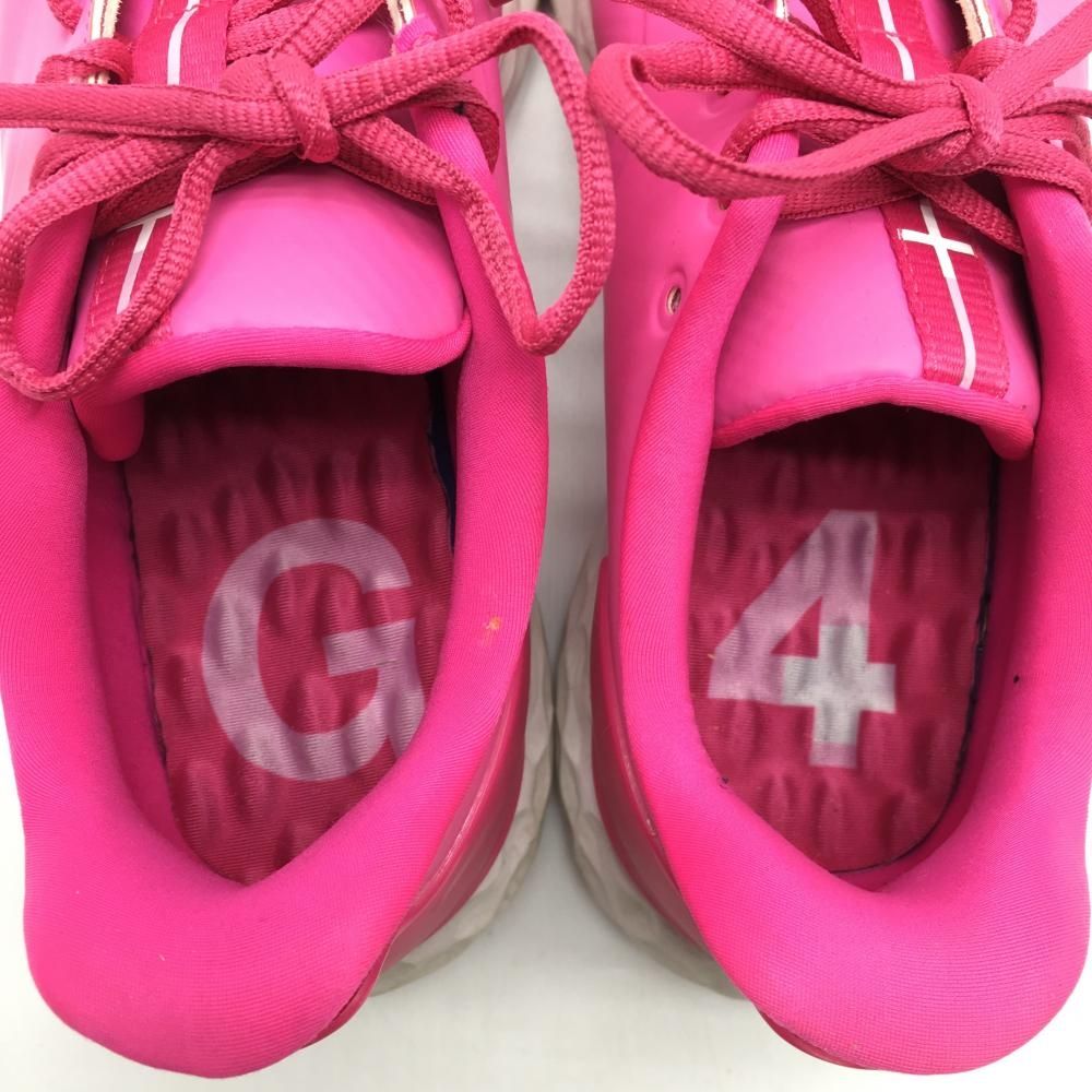美品】ジーフォア ゴルフシューズ ピンク×白 G4LS22EF26 スパイクレス