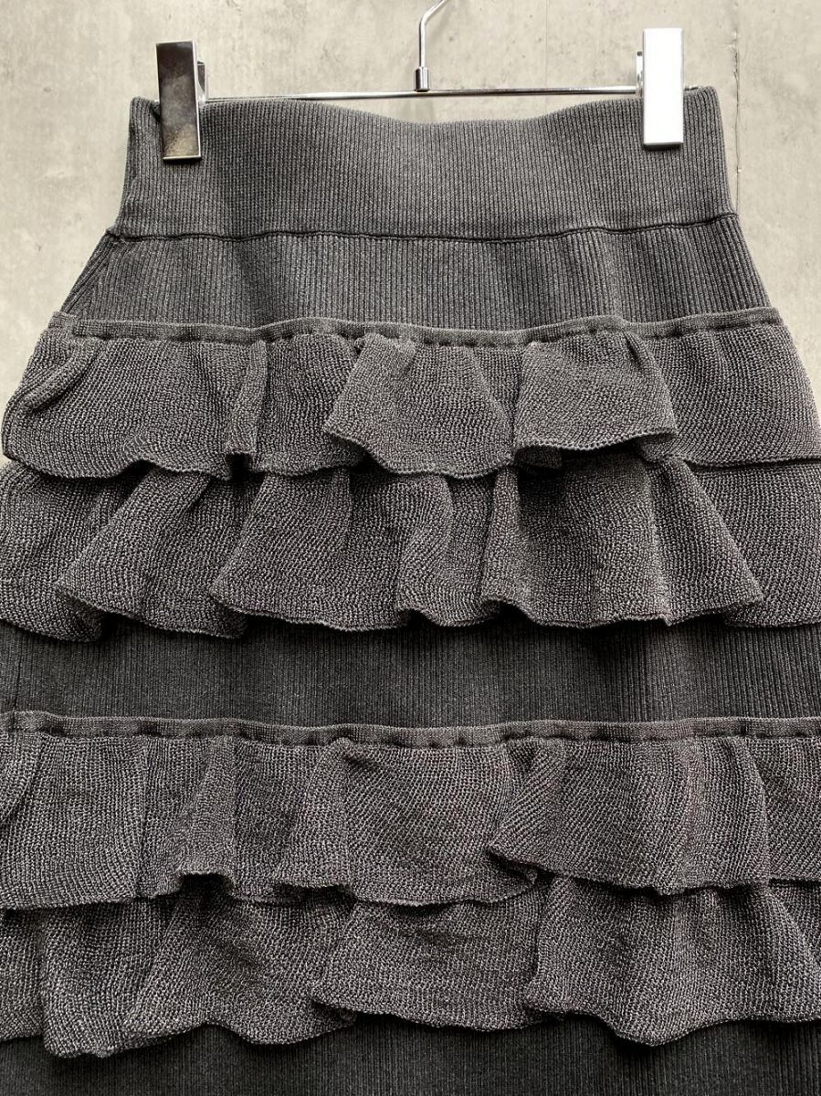 ADAM ET ROPE' アダムエロペ ニットフリル スカート sizeF/グレー