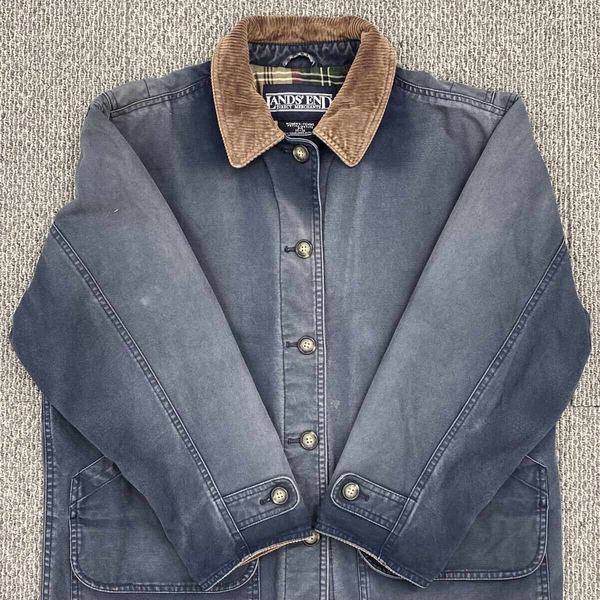 90s LANDS'END レディース ハンティングジャケット M グレー系 ランズ
