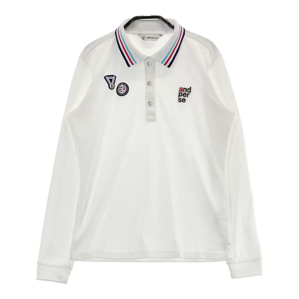 サイズ：L AND PER SE アンパスィ 長袖ポロシャツ ホワイト系