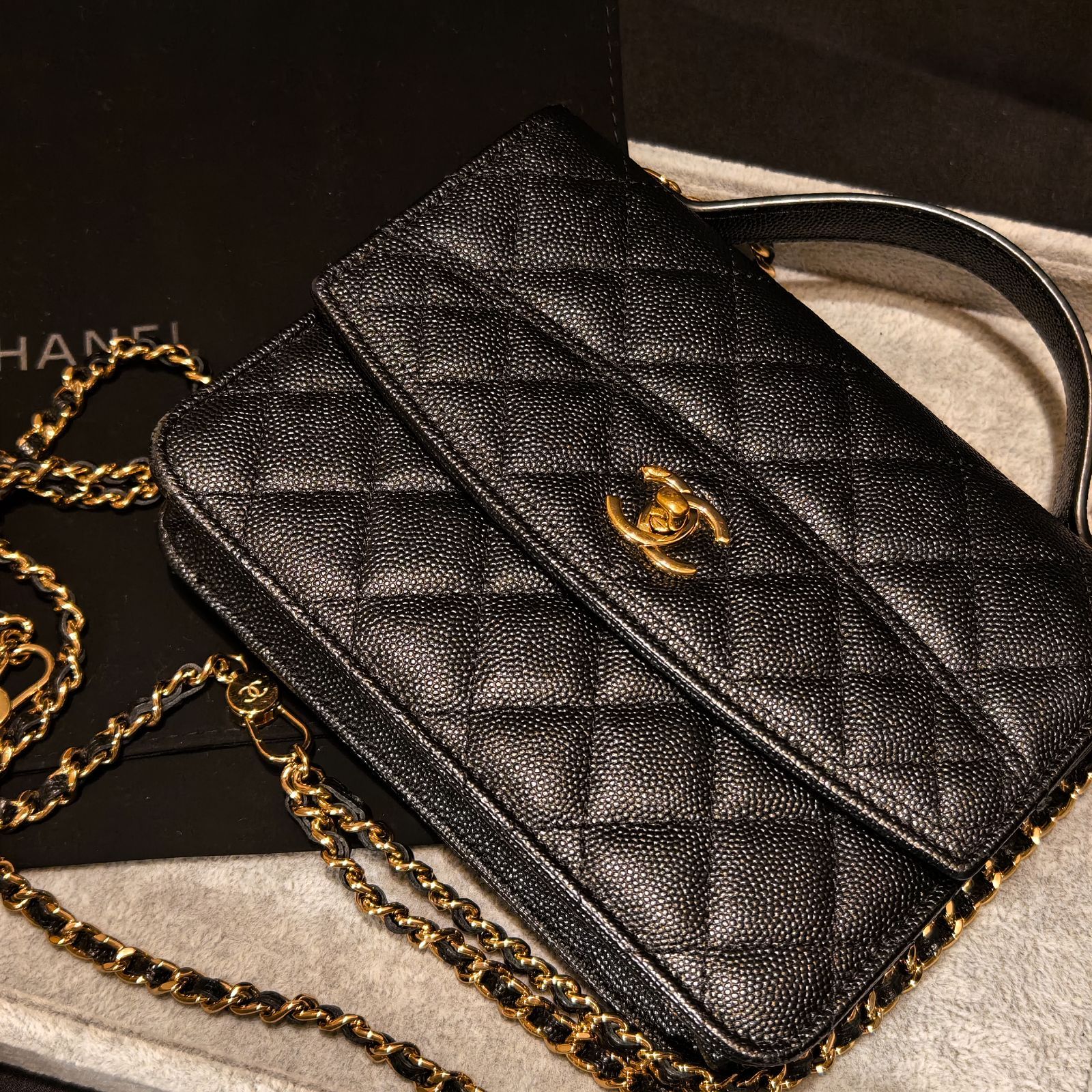 3way シャネル CHANEL チェーンリュック AP4406 キャビアスキン