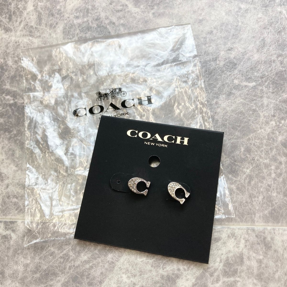 COACH コーチ ラインストーン シグネチャー スタッド ピアス ピアス 