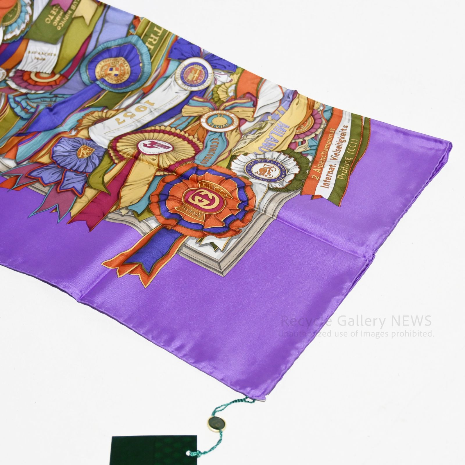 ○ GUCCI 未使用・新古品 大判スカーフ ロゼット柄 シルク 勲章 リボン