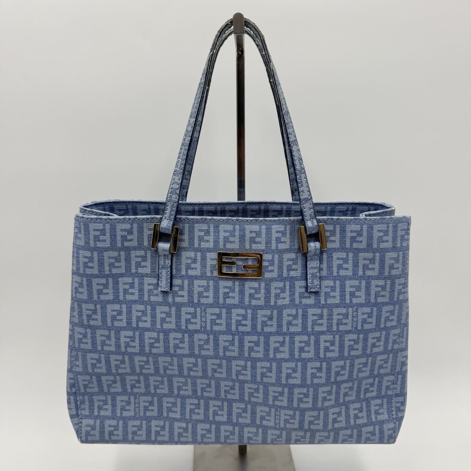 FENDI（フェンディ） ズッキーノ トートバッグ キャンバス ブルー系 