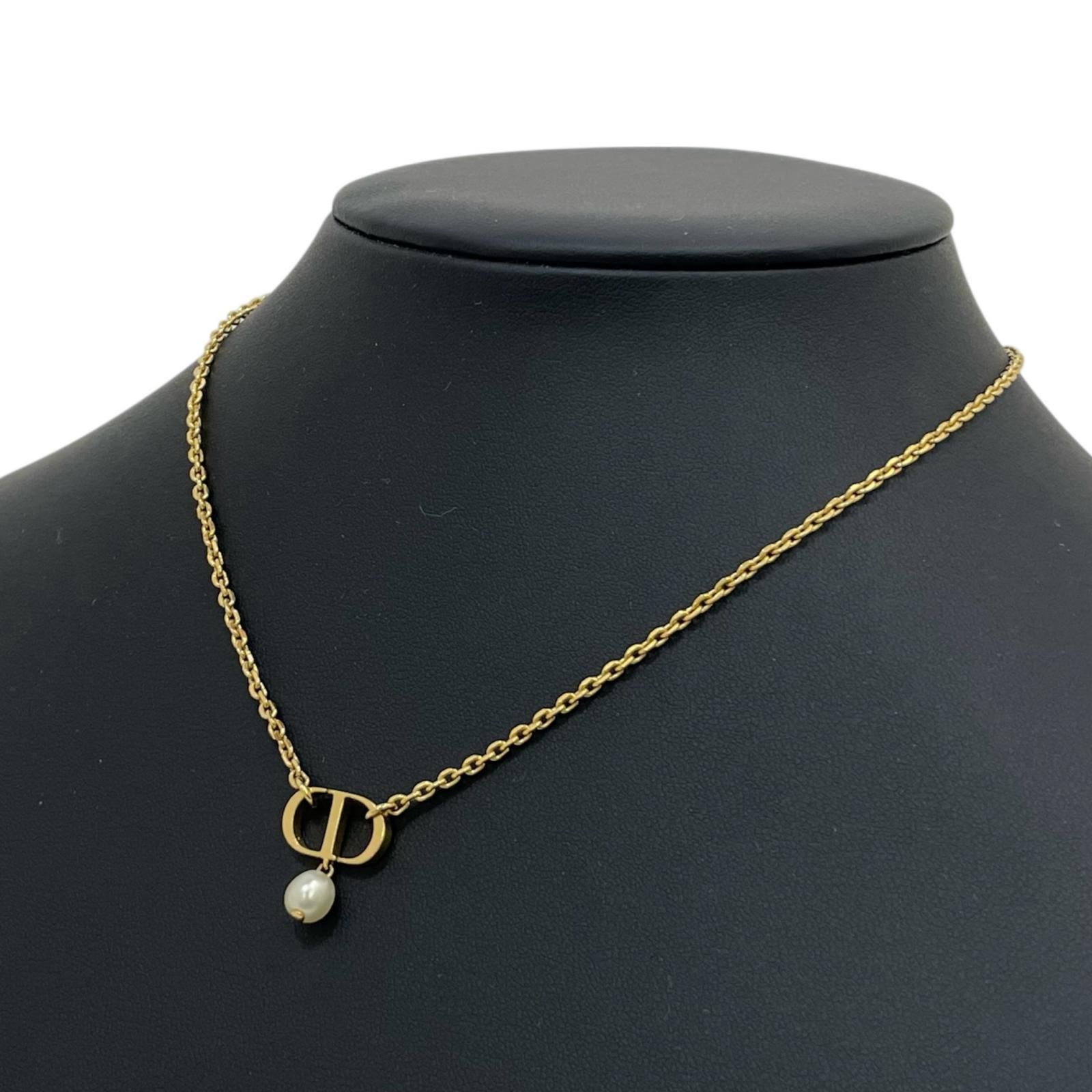 中古】Dior | ディオール CDロゴ パール ネックレス ゴールド【尾張
