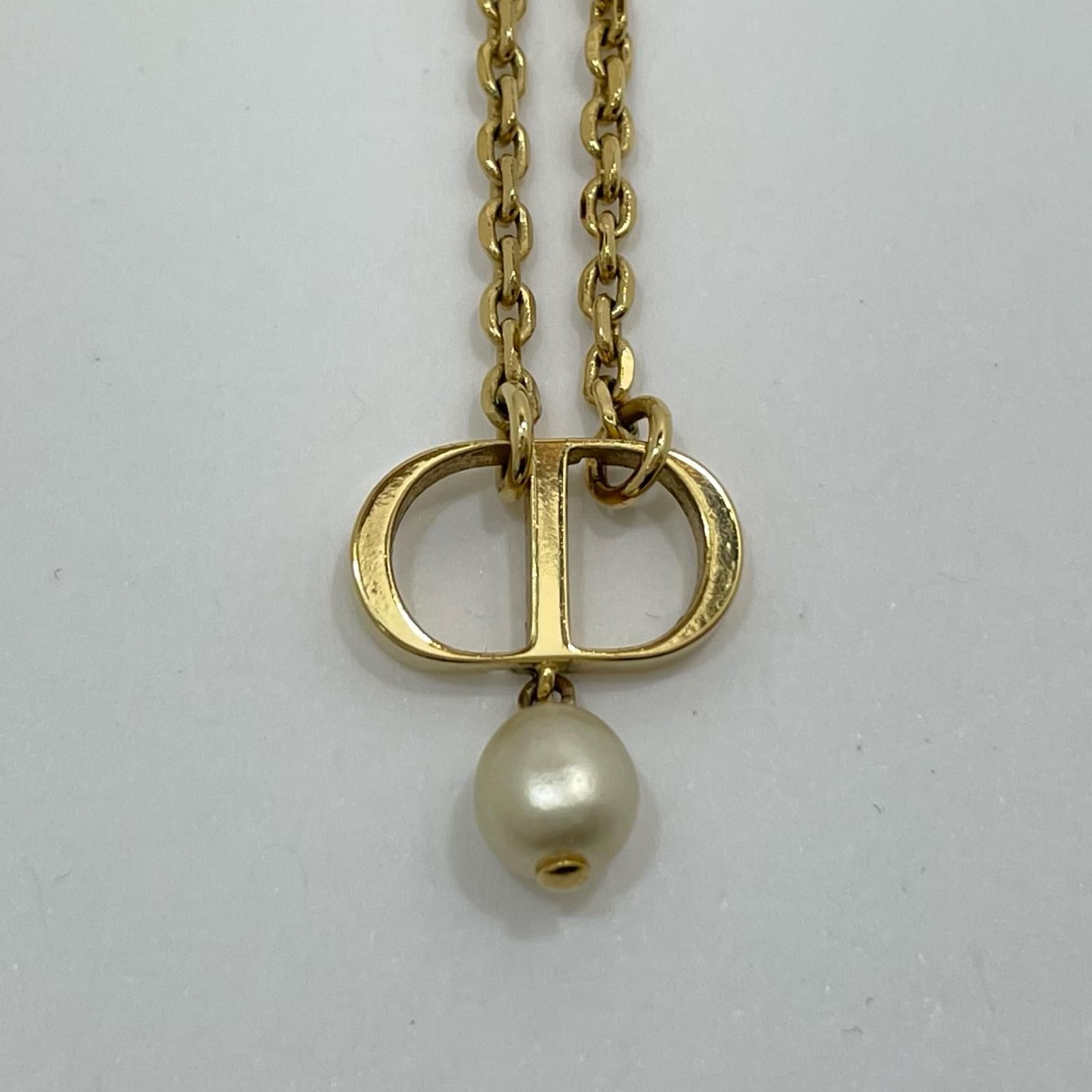 中古】Dior | ディオール CDロゴ パール ネックレス ゴールド【尾張 