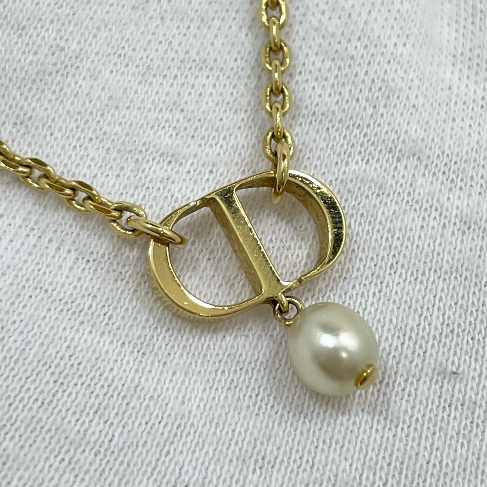 中古】Dior | ディオール CDロゴ パール ネックレス ゴールド【尾張 
