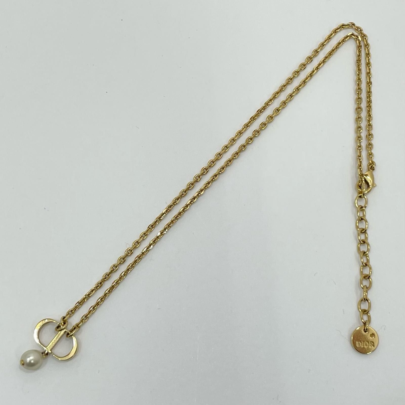 中古】Dior | ディオール CDロゴ パール ネックレス ゴールド【尾張 
