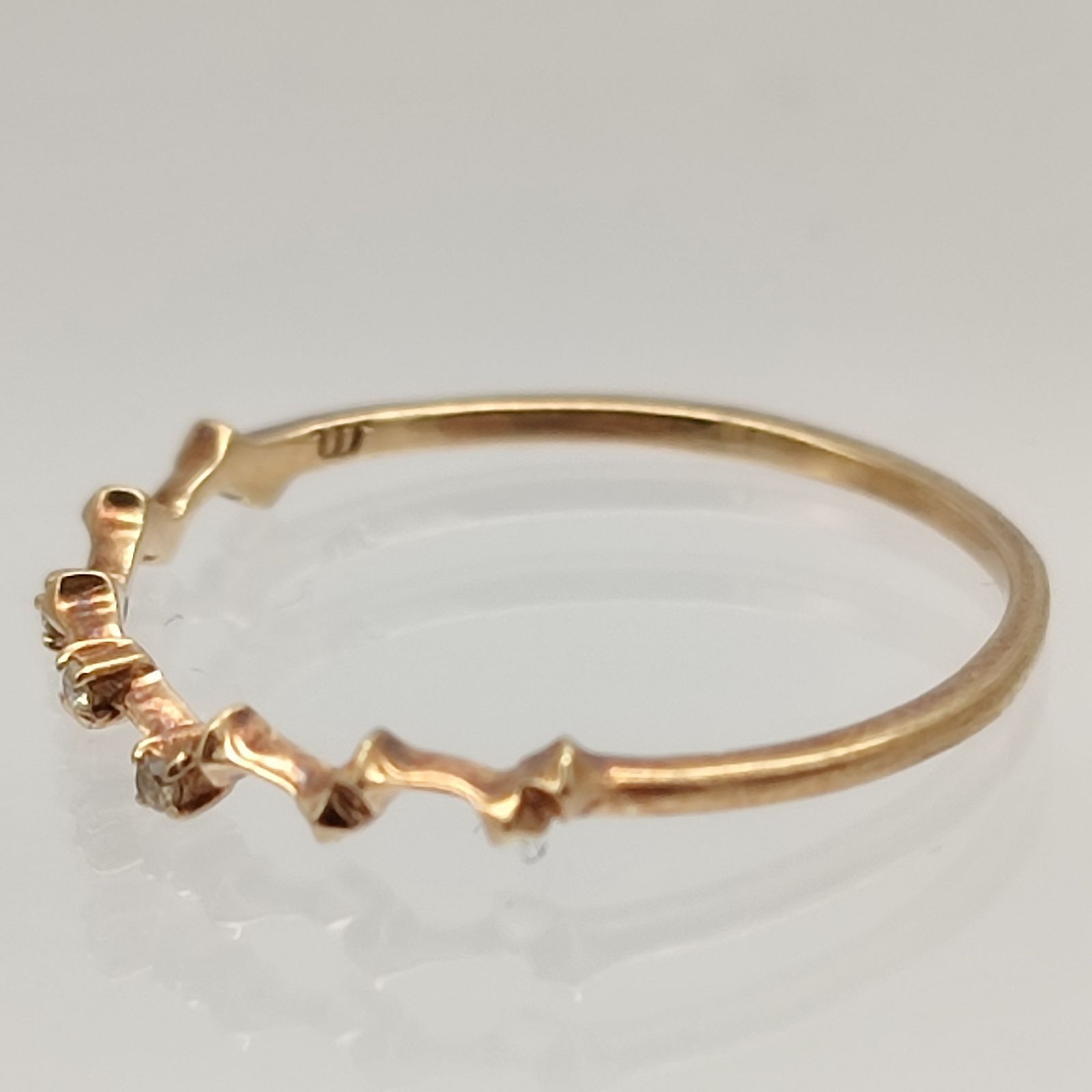 美品】miroir ミロワ ダイヤ付き ゴールドデザインリング K10 0.01ct