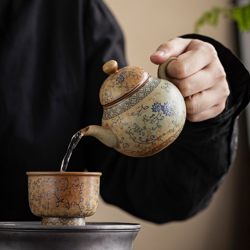 高級中国茶器セット　未使用　レトロ　骨董品 新品・未使用】お茶、アンティーク粗陶器、中国風家庭用カンフー茶器