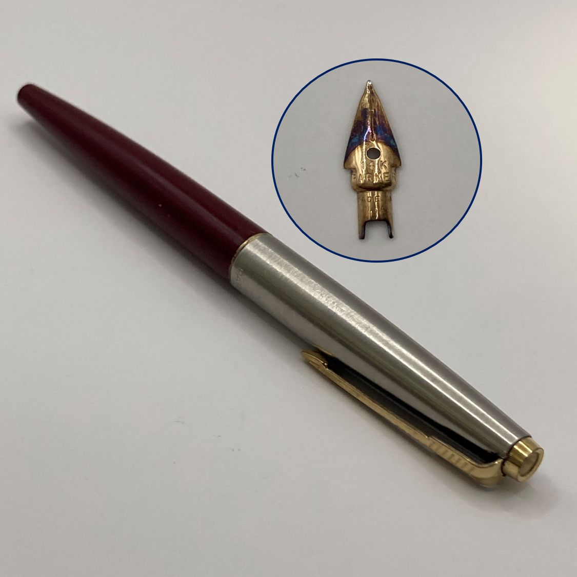 14K金製ニブ】パーカー45 万年筆 ボルドーGT 14Kニブ（XF/F相当）洗浄