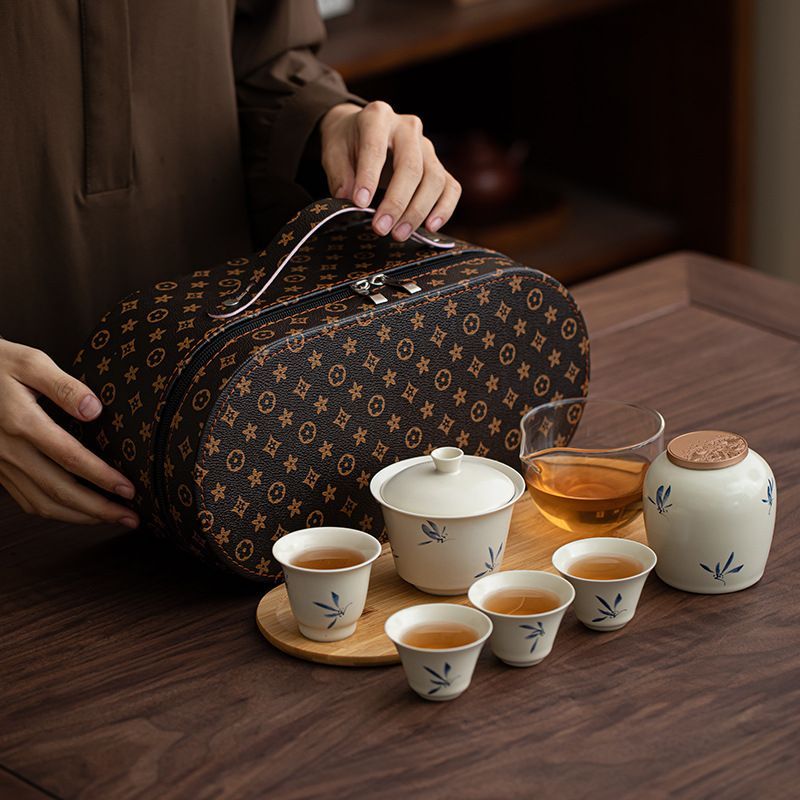 新品未使用】旅行茶器セット一本四杯快客杯陶磁器屋外家庭用オフィス