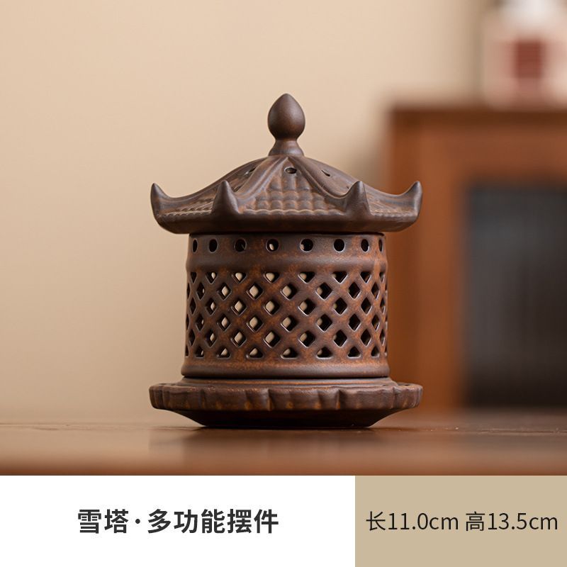 新品未使用】中国式陶磁器香薫炉燭台宮灯模造古盤香炉雪見灯家庭用室内