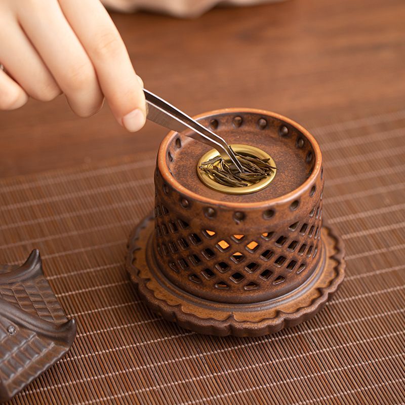 新品未使用】中国式陶磁器香薫炉燭台宮灯模造古盤香炉雪見灯家庭用室内