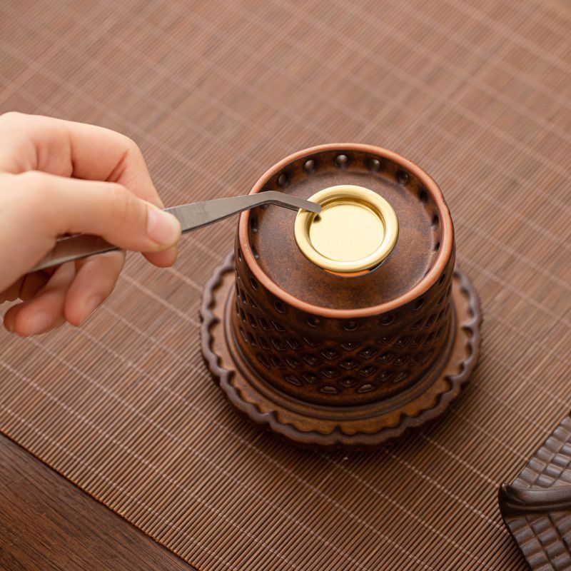 新品未使用】中国式陶磁器香薫炉燭台宮灯模造古盤香炉雪見灯家庭用室内