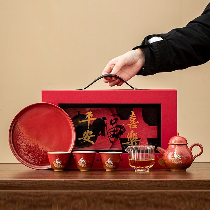 保証書あり］LIYAOGUOCI 赤い茶器セット 保証書あり］LIYAOGUOCI 赤い