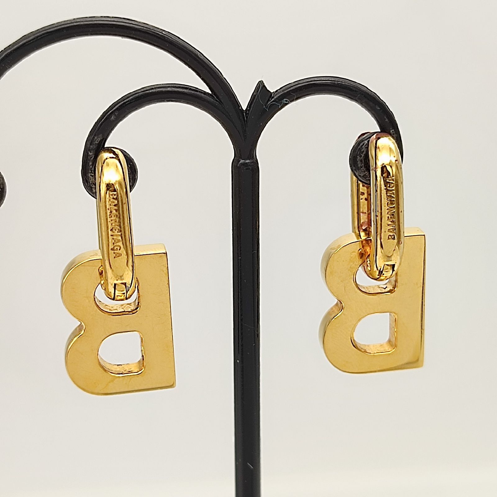 美品】BALENCIAGA バレンシアガ Bチェーン XS ゴールドピアス クリア