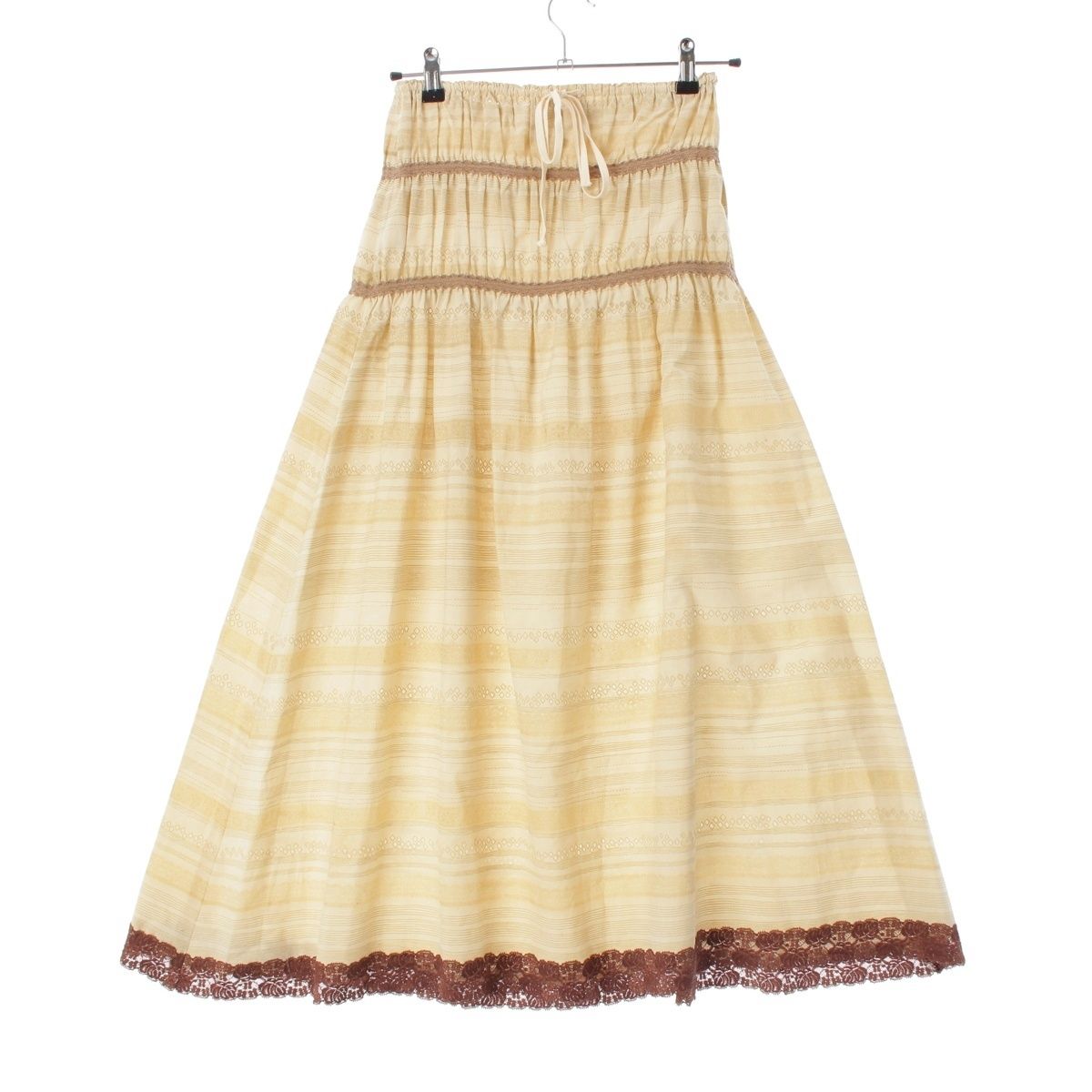 ジャンポールゴルチエ コットン レース刺繍 フレア ロングスカート