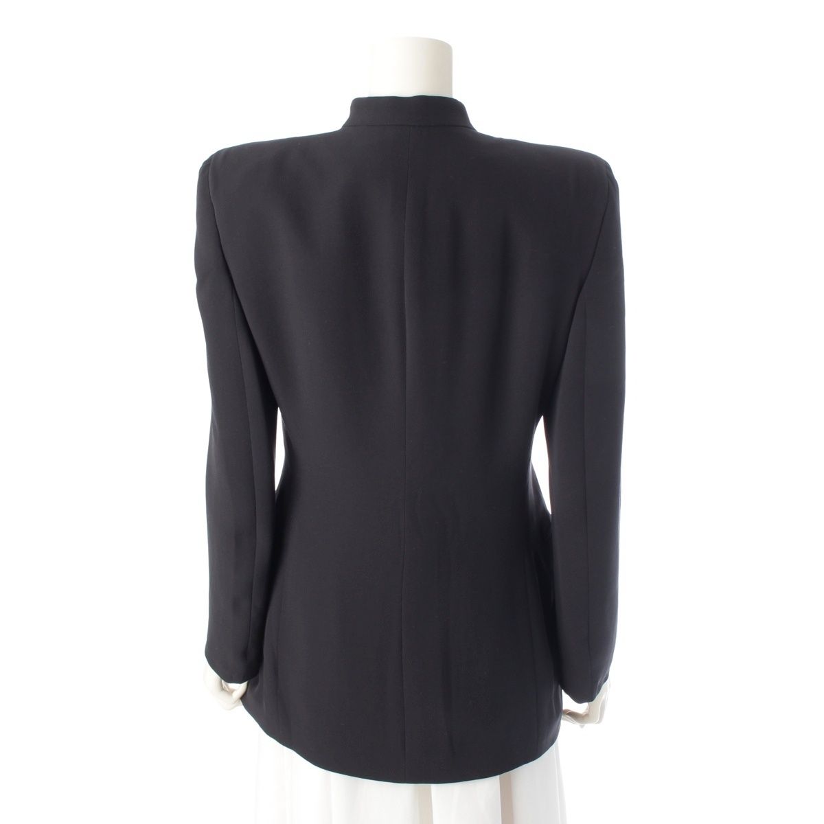 ジョルジオアルマーニ シルク ノーカラージャケット ブラック 38【中古