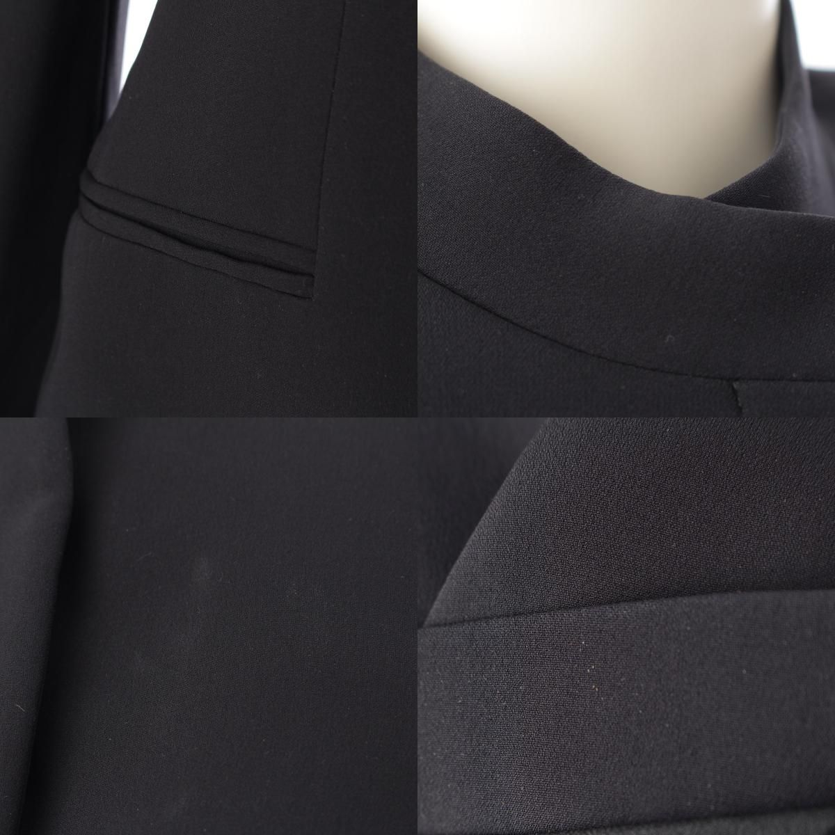 ジョルジオアルマーニ シルク ノーカラージャケット ブラック 38【中古